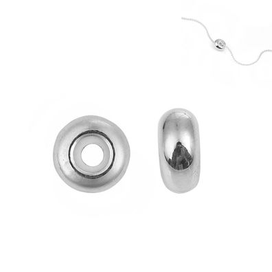 Perle mit Silikonkern, Schiebeverschluss Stopperperle silber 2 Stück V350a