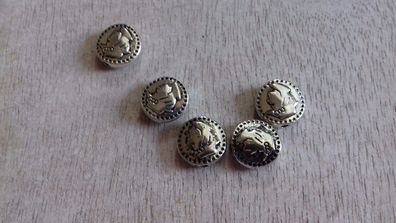 6 Stück Perlen Kopf rund Metall altsilber 11 mm (Gr. 11mm)