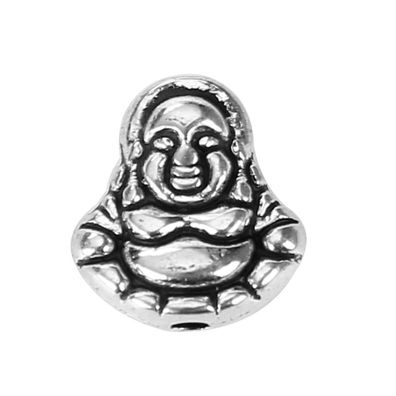 5 Stück Perlen Buddha Metall altsilber 10x11mm (Gr. 10x11mm)