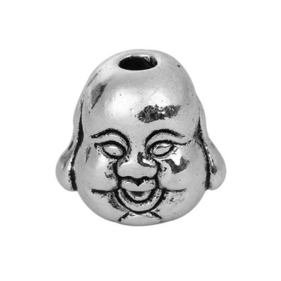 5 Stück Perlen Buddha Metall altsilber 10x10mm (Gr. 10x10mm)