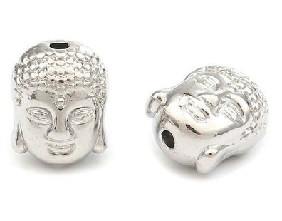 Buddha Perlen Metall silber 9x11mm 5 Stück (Gr. 9x11mm)