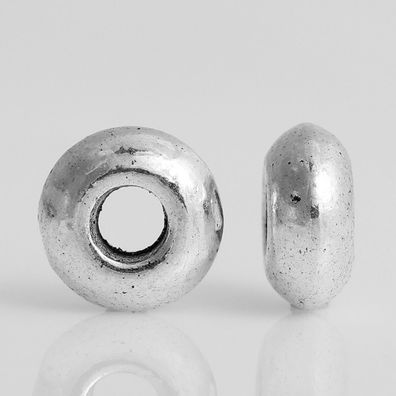 Metallperlen Spacer, silber rund Rondell 8x4mm 20 Stück (Gr. 8x4mm)