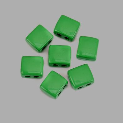 Metallperlen emailliert grün doppelt gebohrt 9x9mm 4 Stück (Gr. 9x9mm)