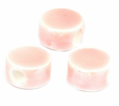Keramikperlen flach rund 9mm rosa 5 Stück (Gr. 9mm)