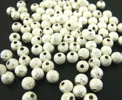 Sternenstaub Perlen Spacer versilbert silber 4mm 50 Stück (Gr. 4mm)