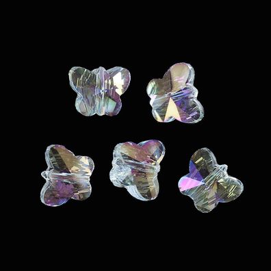 Schmetterling Perlen Glas facettiert hell gelb irisierend 10x8mm 5 Stück