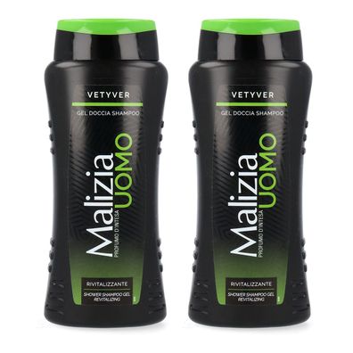 Malizia UOMO Vetyver 2x Duschgel & Shampoo 250ml - 2in1 - doppelpack