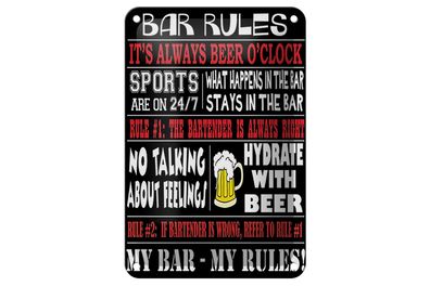 Blechschild Spruch 12x18 cm Bar rules Bier my bar my rules Deko Schild