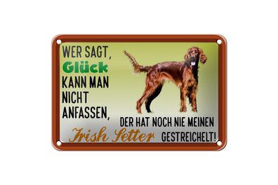 Blechschild Spruch 18x12 cm Glück Irish Setter Hund Metall Deko Schild
