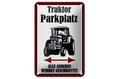 Blechschild Parken 12x18 cm Traktor Parkplatz links rechts Deko Schild
