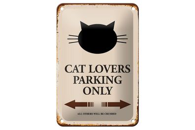 Blechschild Spruch 12x18 cm cat lovers parking only Katze Deko Schild