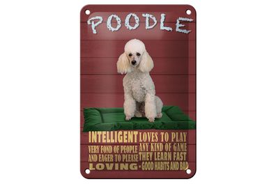 Blechschild Spruch 12x18 cm Hund Poodle loves to play Deko Schild