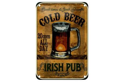 Blechschild Bier 12x18 cm Irish Pub gold beer good times Deko Schild