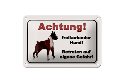 Blechschild Hinweis 18x12 cm Achtung freilaufender Hund Deko Schild