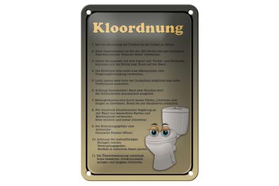 Blechschild Spruch 12x18 cm Kloordnung Toilette WC Regeln Deko Schild