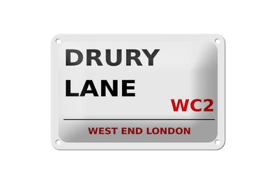 Blechschild London 18x12 cm west end Drury Lane WC2 Metall Deko Schild