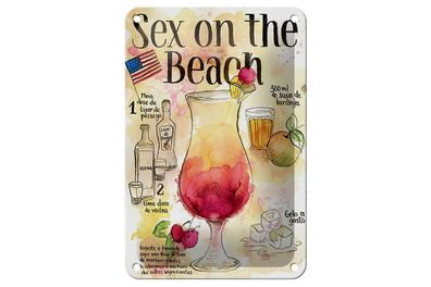 Blechschild Rezept 12x18 cm Sex on the Beach Licor Vodka Deko Schild