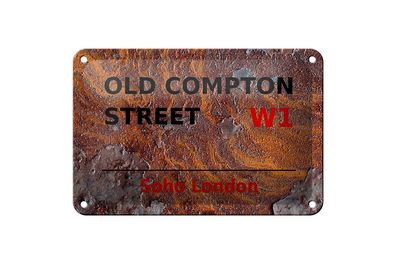 Blechschild London 18x12cm Soho Old Compton Street W1 Deko Schild