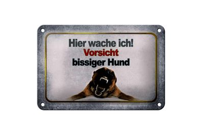 Blechschild Hinweis 18x12cm Vorsicht bissiger Hund Metall Deko Schild