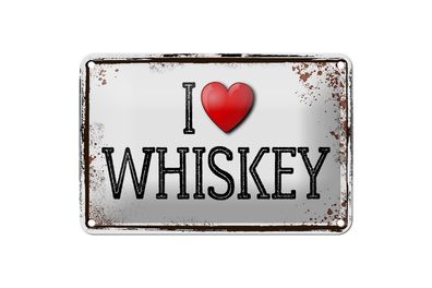 Blechschild Alkohol 18x12 cm i love Whiskey Metall Wanddeko Deko Schild