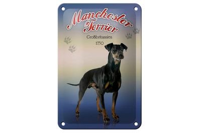 Blechschild Hund 12x18cm Manchester Terrier Großbritannien Deko Schild