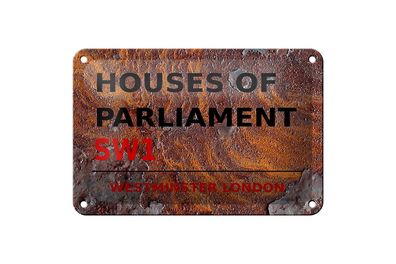 Blechschild London 18x12cm Houses of Parliament SW1 Metall Deko Schild