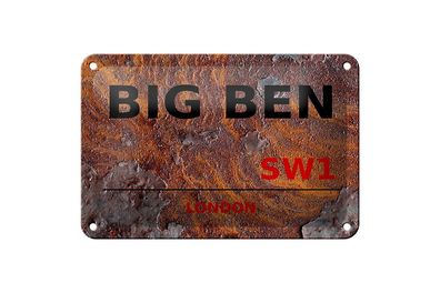 Blechschild London 18x12cm Street Big Ben SW1 Metall Deko Schild