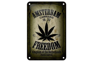 Blechschild Cannabis 12x18 cm Amsterdam freedom Kingdom Deko Schild