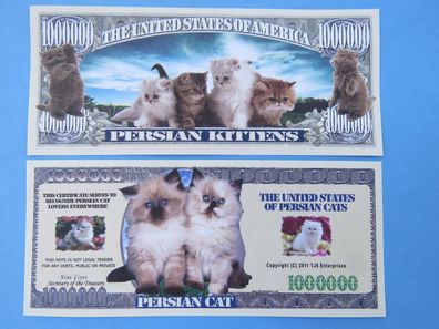 2 x 1 Million Dollar Souvenier Schein Persian Katze (PK124)