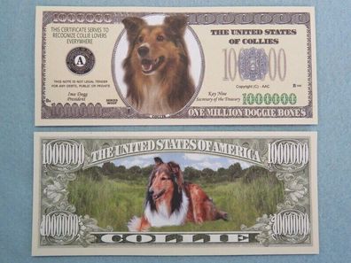 2 x 1 Million Dollar Souvenier Scheine Collie Hund (CH131)