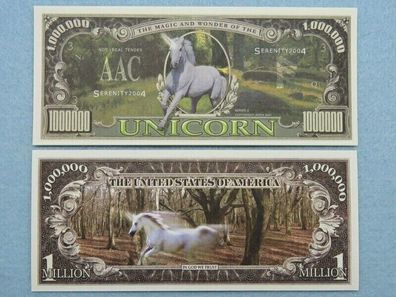 2 x 1 Million Dollar Souvenier Scheine Unicorn/ Einhorn (UC133)