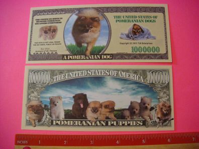2 x 1 Million Dollar Souvenier Pomeranian Hunde (PH141)