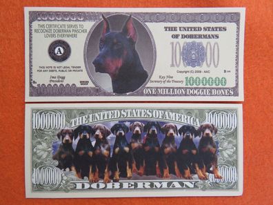 2 x 1 Million Dollar Souvenier Dobermann Hunde (DH147)