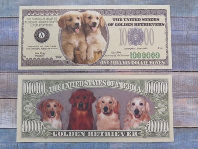 2 x 1 Million Dollar Souvenier Golden Retriever Hunde (GH152)