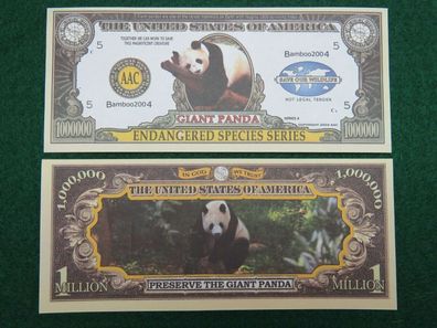 2 x 1 Million Dollar Souvenier Panda Bär (PB153)