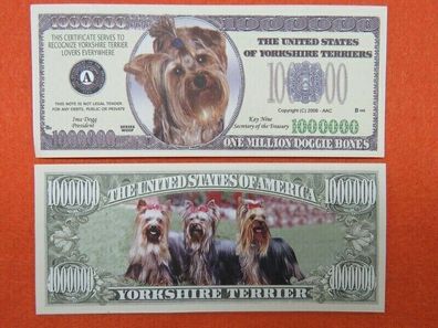 2 x 1 Million Dollar Souvenier Yorkshire Terrier Hunde (YH154)