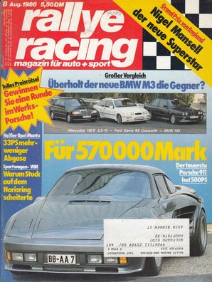 Rallye Racing 8 / 1986. BMW M3, Mercedes Tuning, Opel Manta, Formel 1, Motorsport