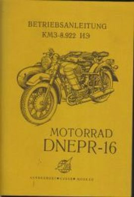 Betriebsanleitung Motorrad Dnepr MT 16, KM 3-8. 922 , 650 ccm mit OHV-Motor