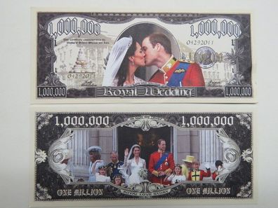 Königliche Hochzeit Prince William & Kate - 1 Million Dollar Souvenier Schein (KH218)