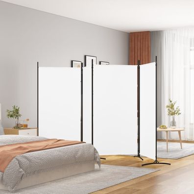 vidaXL 4-tlg. Paravent Weiß 346x180 cm Stoff
