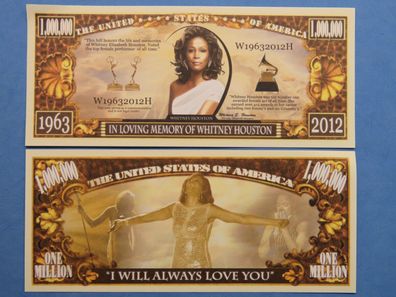 Whitney Houston: IN Loving Speicher 1963 - 1 Million Dollar Souvenier Schein (WH223)