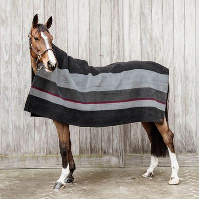 Kentucky Horsewear Fleecedecke Square Stripes Heavy - Schwarz/ Grau