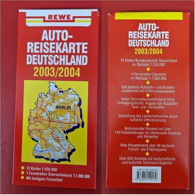 REWE Auto Reisekarte Deutschland 03/04 mit 13 Karten Farbigem Freizeitteil Restposten