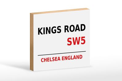 Holzschild London 18x12 cm England Chelsea Kings Road SW5 Deko Schild