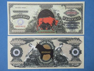 2 x 1 Million Dollar Souvenier Sternzeichen Stier (SZ501)