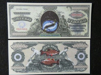 2 x 1 Million Dollar Souvenier Sternzeichen Fisch (SF507)