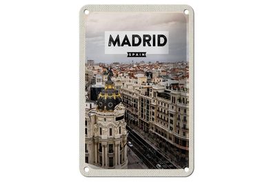 Blechschild Reise 12x18cm Madrid Spanien Reiseziel Architektur Schild