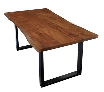 TABLES&Co Tisch160x85 Wildeiche Nussbaumfarbig Stahl Silber
