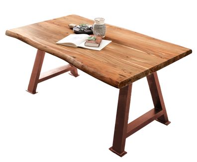 TABLES&Co Tisch 200x100 Akazie Natur Metall Braun