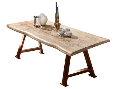 TABLES&Co Tisch 220x100 Mangoholz Natur Metall Braun